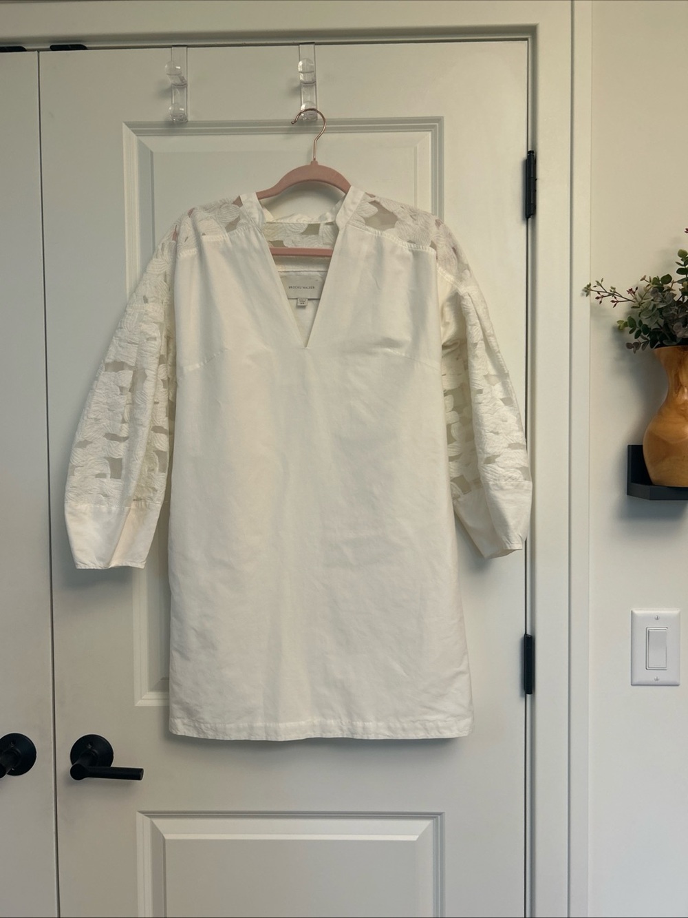 BROCHU WALKER XS Ward Tunic Dress Cotton Silk Embr Balloon Slv Pockets - Picture 3 of 10